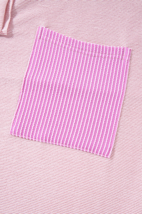 Colorblock Waffle Knit Long Sleeve Henley Pullover