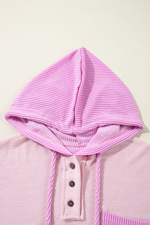 Colorblock Waffle Knit Long Sleeve Henley Pullover