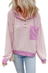 Colorblock Waffle Knit Long Sleeve Henley Pullover