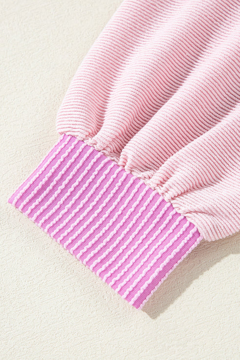 Colorblock Waffle Knit Long Sleeve Henley Pullover