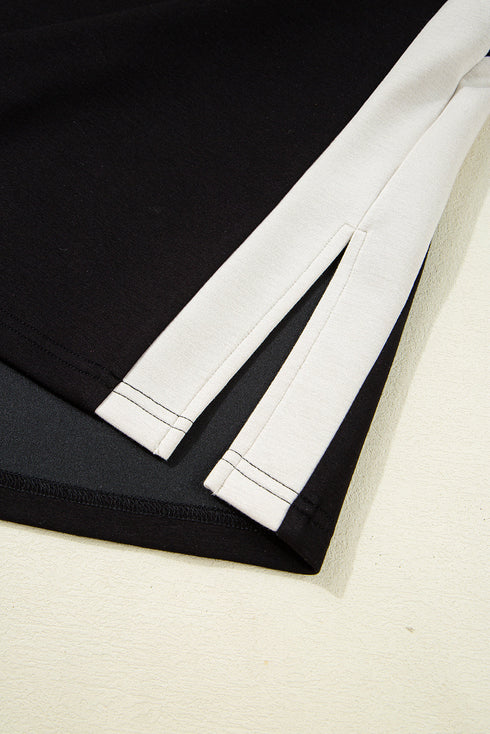 Colorblock Zip Front Polo Collar Lounge Tee and Shorts Set