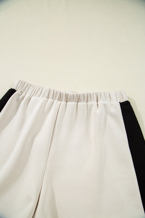 Colorblock Zip Front Polo Collar Lounge Tee and Shorts Set