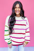 Colorful Striped Drop Shoulder Crew Neck Sweater