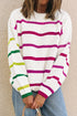 Colorful Striped Drop Shoulder Crew Neck Sweater