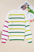 Colorful Striped Drop Shoulder Crew Neck Sweater
