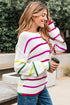 Colorful Striped Drop Shoulder Crew Neck Sweater