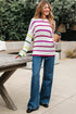 Colorful Striped Drop Shoulder Crew Neck Sweater