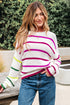 Colorful Striped Drop Shoulder Crew Neck Sweater