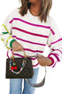 Colorful Striped Drop Shoulder Crew Neck Sweater