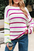 Colorful Striped Drop Shoulder Crew Neck Sweater