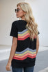 Colorful Wavy Stripes Print Short Sleeve Tee