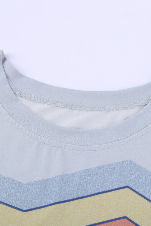 Colorful Wavy Stripes Print Short Sleeve Tee