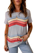 Colorful Wavy Stripes Print Short Sleeve Tee