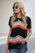 Colorful Wavy Stripes Print Short Sleeve Tee