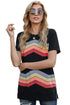 Colorful Wavy Stripes Print Short Sleeve Tee