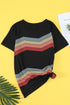 Colorful Wavy Stripes Print Short Sleeve Tee