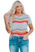 Colorful Wavy Stripes Print Short Sleeve Tee