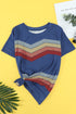 Colorful Wavy Stripes Print Short Sleeve Tee