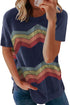 Colorful Wavy Stripes Print Short Sleeve Tee