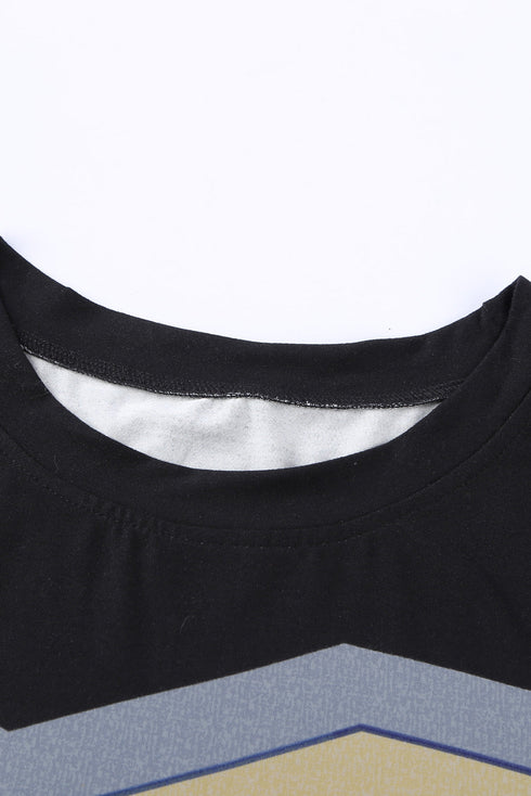 Colorful Wavy Stripes Print Short Sleeve Tee