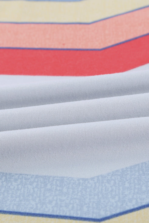 Colorful Wavy Stripes Print Short Sleeve Tee