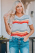 Colorful Wavy Stripes Print Short Sleeve Tee