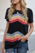 Colorful Wavy Stripes Print Short Sleeve Tee