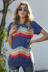 Colorful Wavy Stripes Print Short Sleeve Tee