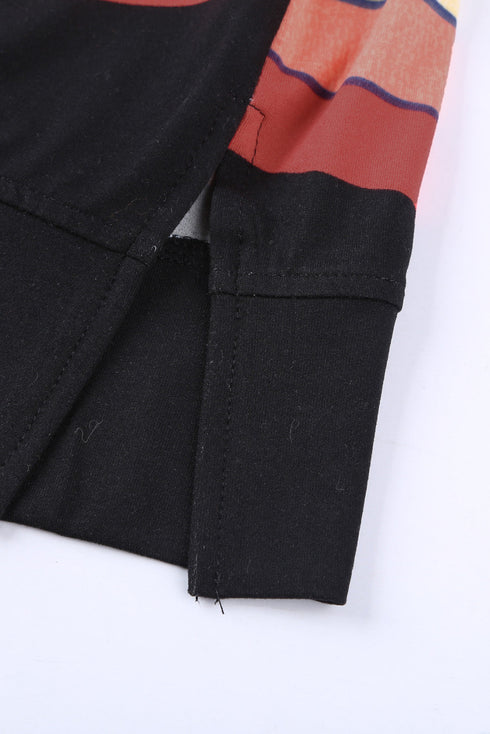 Colorful Wavy Stripes Print Short Sleeve Tee