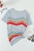 Colorful Wavy Stripes Print Short Sleeve Tee