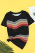 Colorful Wavy Stripes Print Short Sleeve Tee