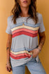 Colorful Wavy Stripes Print Short Sleeve Tee