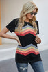 Colorful Wavy Stripes Print Short Sleeve Tee