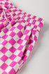 Comfy Checkerboard Print Drawstring Waist Lounge Shorts Set