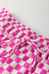 Comfy Checkerboard Print Drawstring Waist Lounge Shorts Set