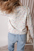 Confetti Speckled Knit Button Front Round Neck Cardigan