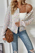 Confetti Speckled Knit Button Front Round Neck Cardigan
