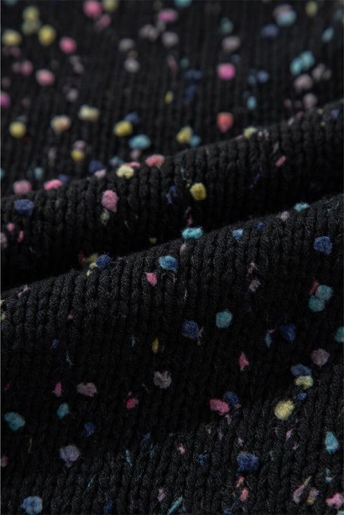 Confetti Speckled Knit Button Front Round Neck Cardigan