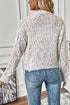 Confetti Speckled Knit Button Front Round Neck Cardigan