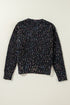 Confetti Speckled Knit Button Front Round Neck Cardigan