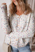 Confetti Speckled Knit Button Front Round Neck Cardigan