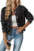 Confetti Speckled Knit Button Front Round Neck Cardigan