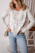 Confetti Speckled Knit Button Front Round Neck Cardigan