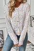 Confetti Speckled Knit Button Front Round Neck Cardigan