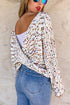 Confetti Speckled Textured Knit Long Sleeve Sweater