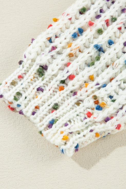 Confetti Speckled Textured Knit Long Sleeve Sweater