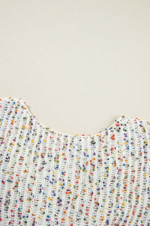 Confetti Speckled Textured Knit Long Sleeve Sweater