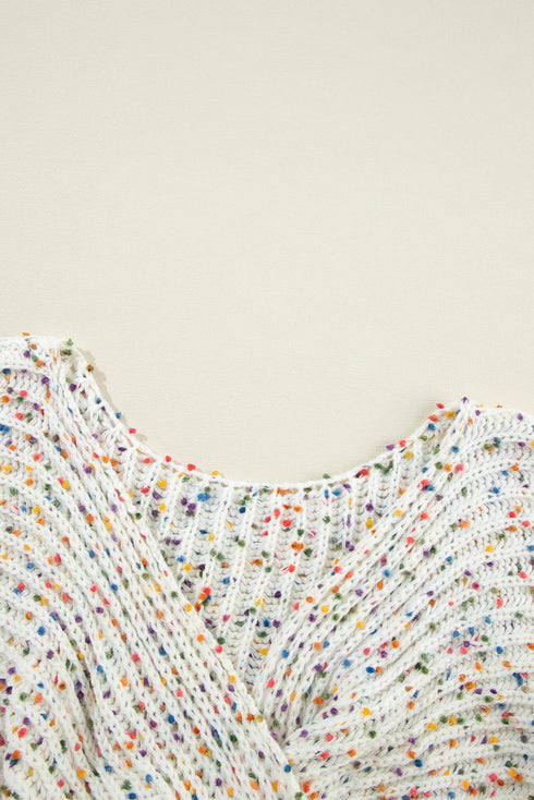 Confetti Speckled Textured Knit Long Sleeve Sweater