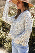 Confetti Speckled Textured Knit Long Sleeve Sweater