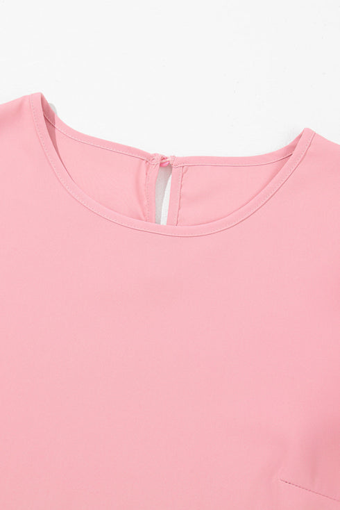 Contrast Applique Mesh Half Sleeve Blouse